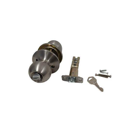 DEFIANT Door KNOB KEY Inside Bedroom Bathroom Turn BUTTON Silver SATIN Finish - Picture 5 of 10